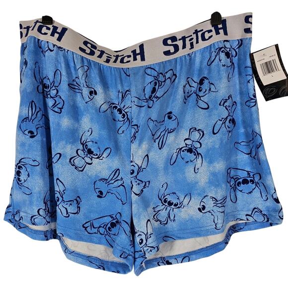 DISNEY STITCH CHARACTER WOMEN’S BLUE SLEEP SHORTS – SIZE LARGE - Picture 1 of 7